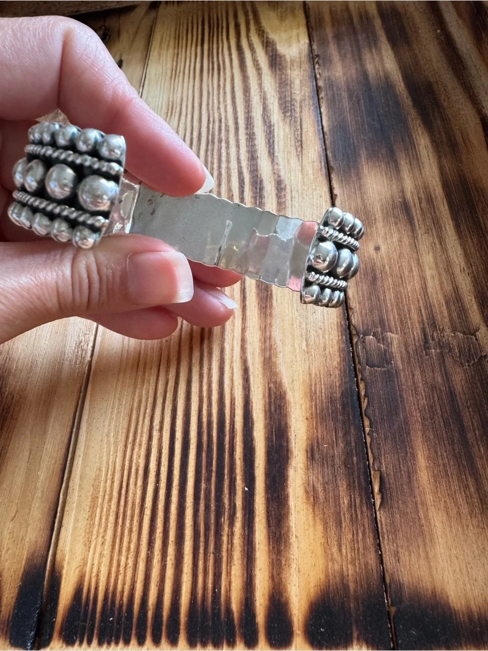 Vintage Taxco Mexico Sterling Silver Beaded Cuff